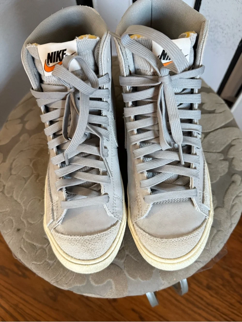 Nike Women's Light Gray Suede High-Top Sneakers
